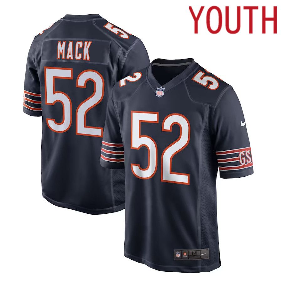 Youth Chicago Bears #52 Khalil Mack Nike Navy Game NFL Jersey->women nfl jersey->Women Jersey